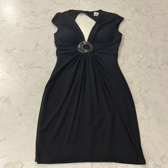 Cache Vintage Y2K Black Mini Stretch Dress with Ring Accent Women’s Large - Picture 15 of 15